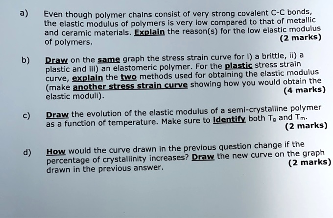 SOLVED: a) and ceramic materials. Explain the reason(s) for the low ...