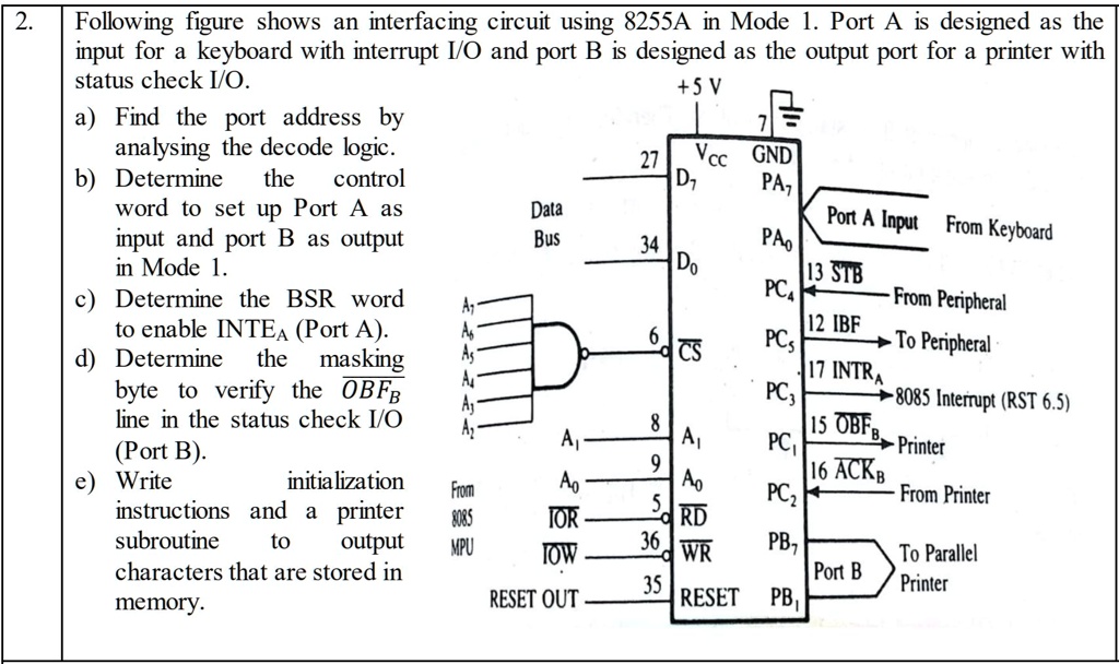 SOLVED: Following Figure Shows An Interfacing Circuit Using 8255A In ...