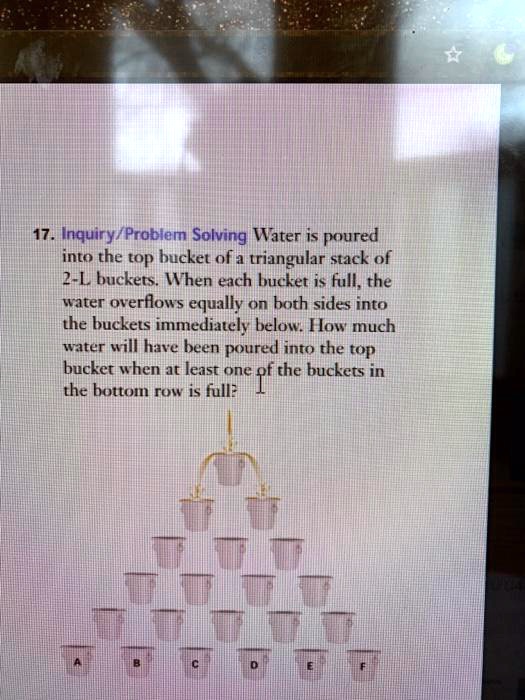 Inquiry/ Problem Solving Water is poured into the top bucket of a
