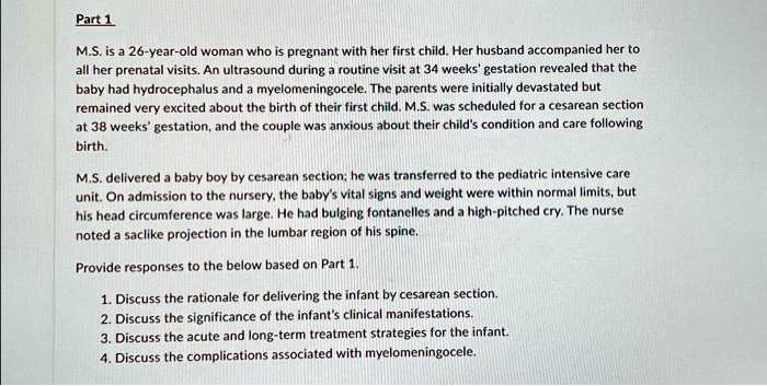 Part 1 M.S. is a 26-year-old woman who is pregnant with her first child ...