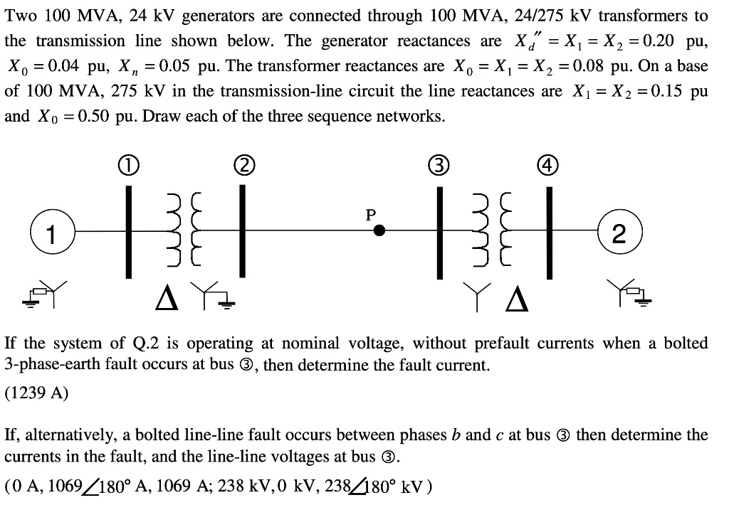 SOLVED Two 100 MVA, 24 kV generators are connected through 100 MVA, 24