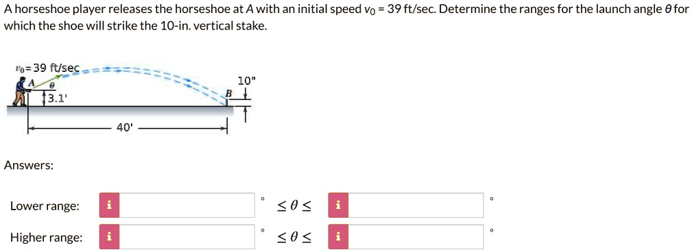 a horseshoe player releases the horseshoe at awith an initial speed vo