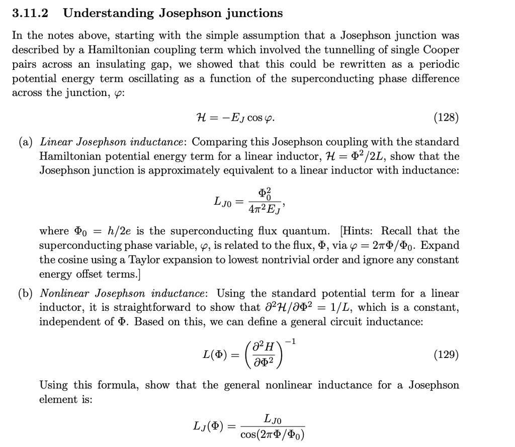 SOLVED Josephson junctions (Quantum physics) 3.11.2 Understanding
