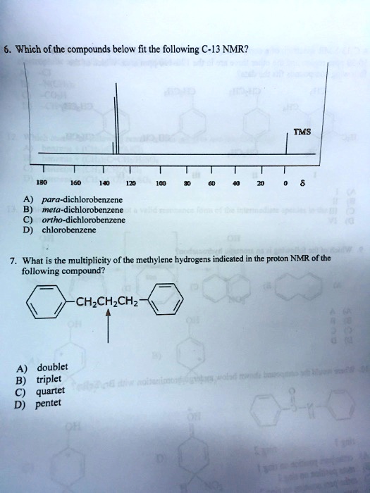 SOLVED: Which of the compounds below fit the following C-13 NMR? TMS ...