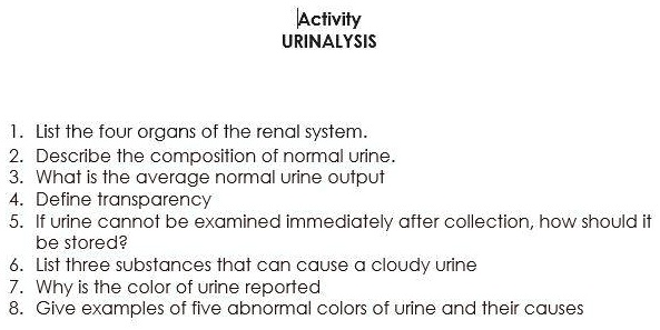 SOLVED Activity URINALYSIS List The Four Organs Of The Renal System solved-activity-urinalysis-list-the-four-organs-of-the-renal-system
