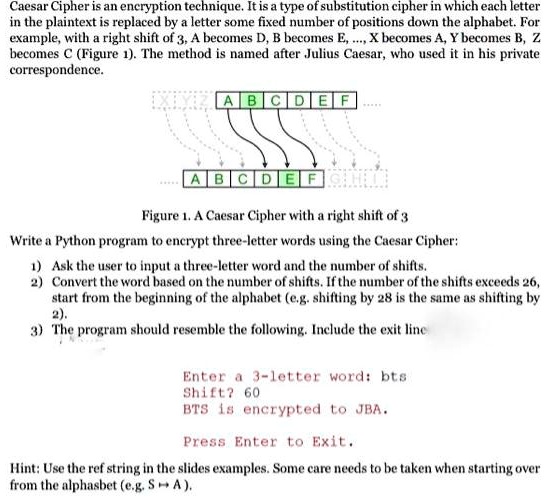 SOLVED: Caesar Cipher is an encryption technique. It is a type of ...