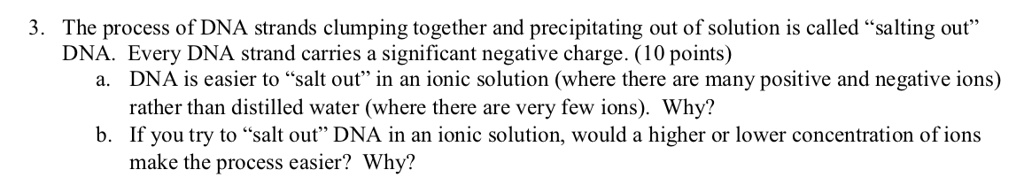SOLVED: The process of DNA strands clumping together and precipitating ...