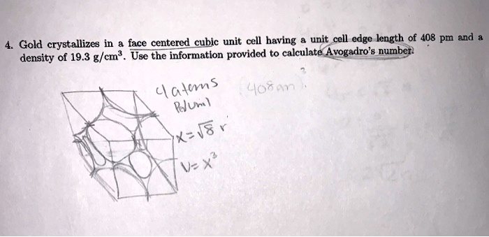 SOLVED: Gold Crystallizes In A Face-centered Cubic Unit Cell Having A ...