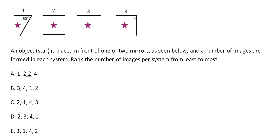 SOLVED: An object (star) is placed in front of one or two mirrors, as ...