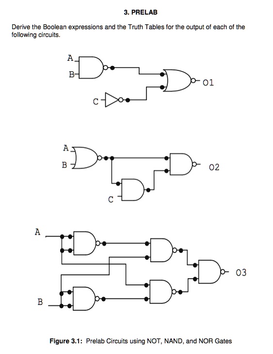 SOLVED: 3.PRELAB Derive the Boolean expressions and the Truth Tables ...