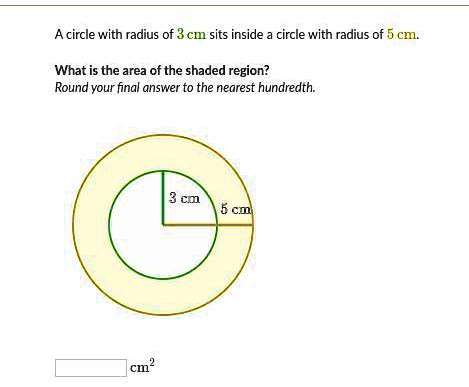 find the area of a circle with a radius of 3.5 cm