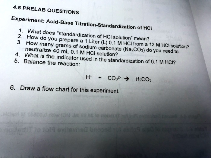 SOLVED 4.5 PRELAB QUESTIONS Experiment AcidBase Titration