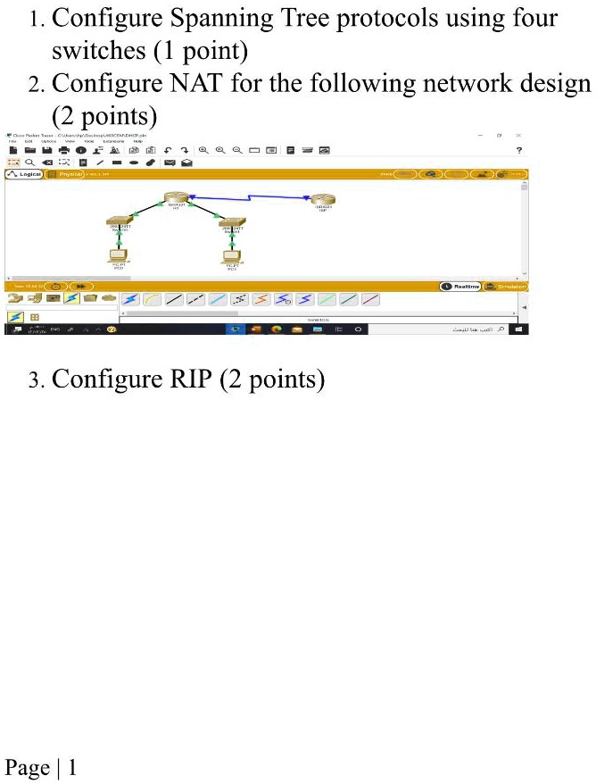 SOLVED: Using CISCO Packet Tracer, (refer to the attached network ...