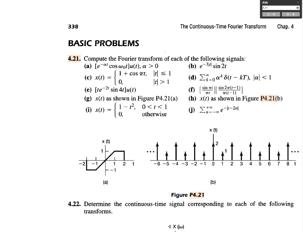 SOLVED: 338 The Continuous-Time Fourier Transform Chap. 4 BASIC ...