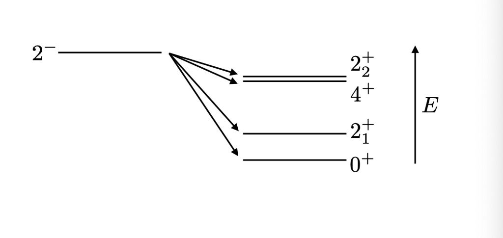 2^- ⟶ 22^2+ ⟶ 4^+ ⟶ 21^2+ ⟶ 0^+