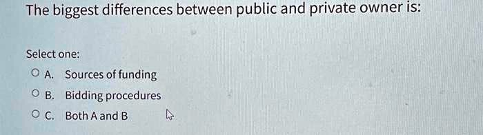 SOLVED: The Biggest Differences Between Public And Private Owners Are ...