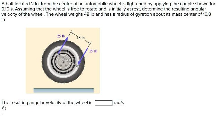 A bolt located 2 inches from the center of an automobile wheel is ...