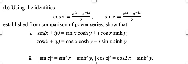 SOLVED: (b) Using the identities 12 coS 2 sin 2 = established from ...