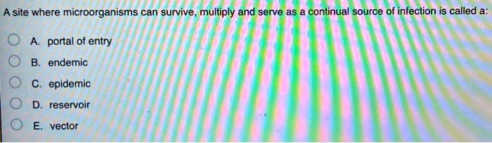 SOLVED: A site where microorganisms can survive , multiply and serve as