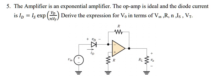 SOLVED: The Amplifier is an exponential amplifier. The op-amp is ideal ...