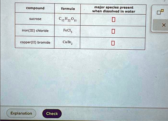 SOLVED Texts compound sucrose, iron(III) chloride, copper(II) bromide