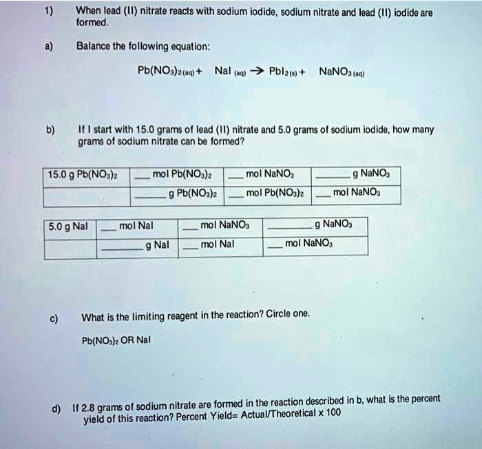 When lead (II) nitrate reacts with sodium iodide, sod… SolvedLib
