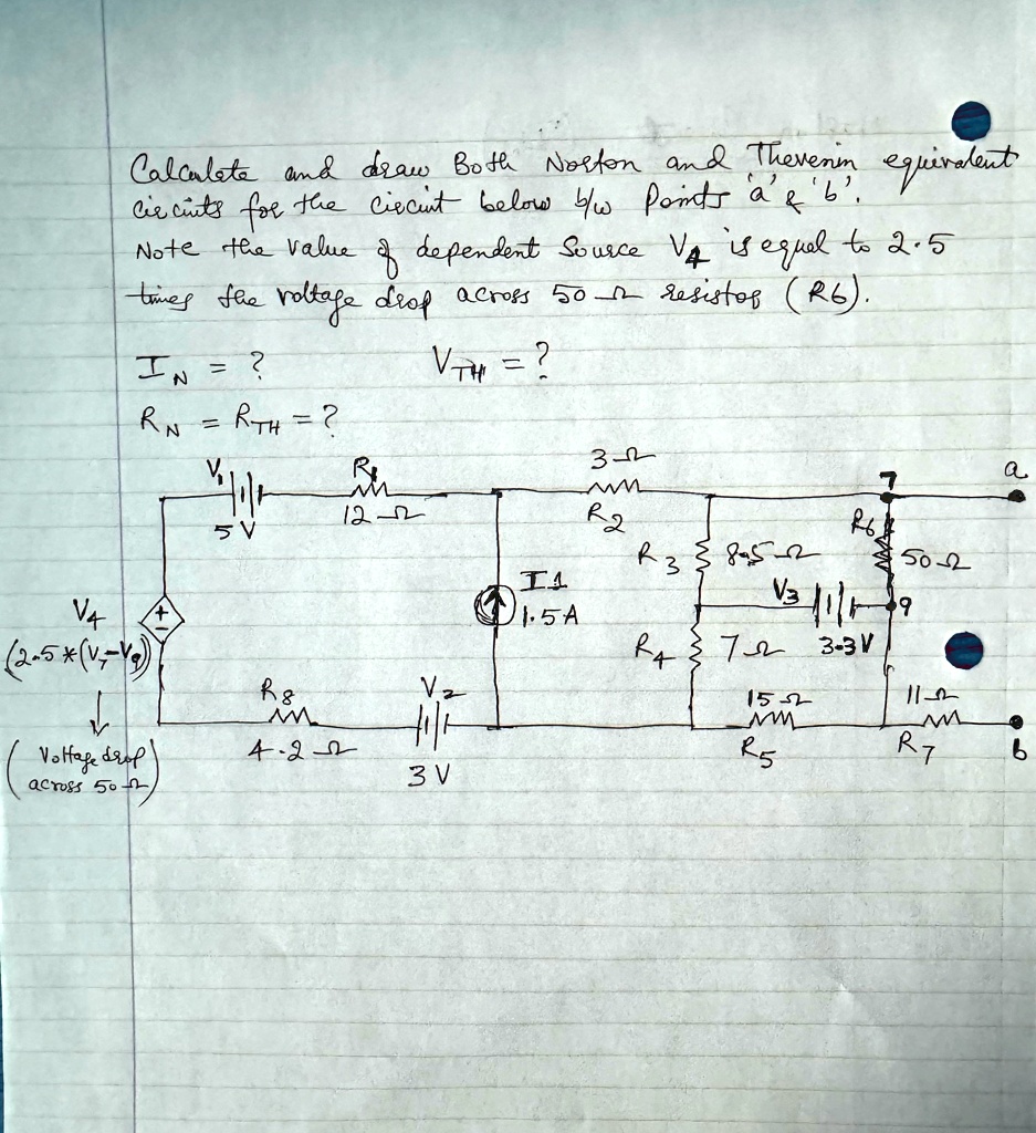 Calculate and draw both Norton and Thevenin equivalent circuits for the ...