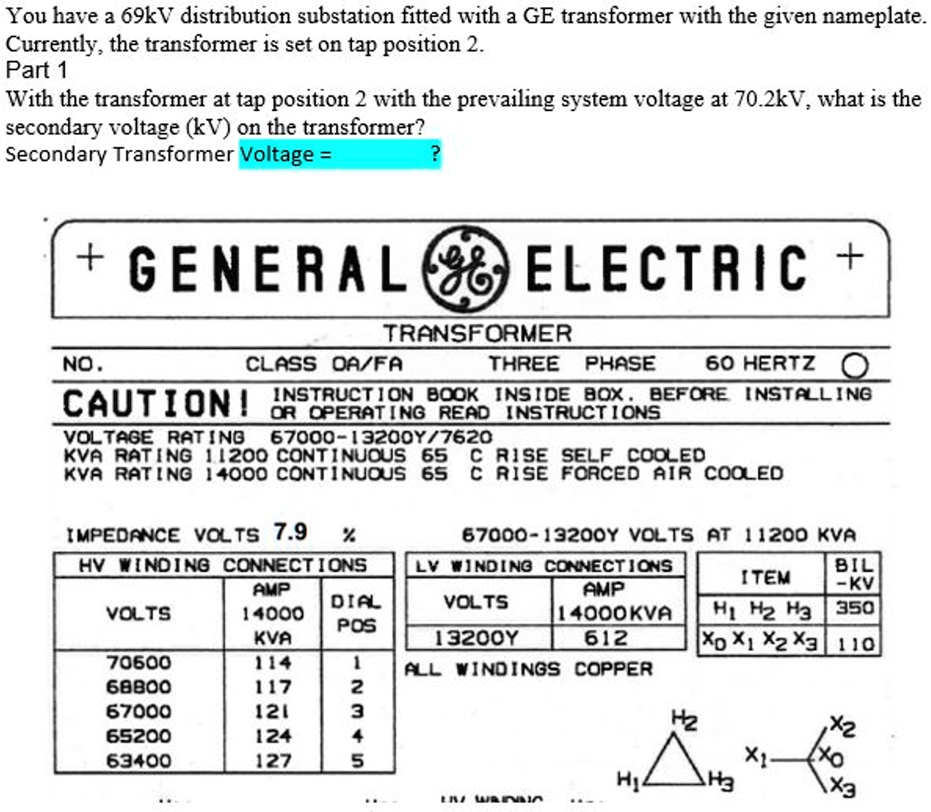 SOLVED You have a 69kV distribution substation fitted with a GE