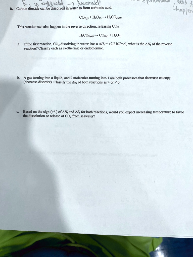 Solved Texts 6 Carbon Dioxide Can Be Dissolved In Water To Form Carbonic Acid Co2g H2ol 2734