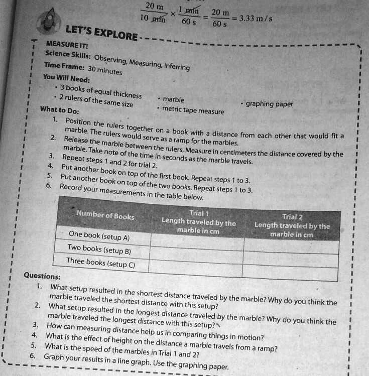 3 how can measuring distance help us in comparing things in motion 20 m ...