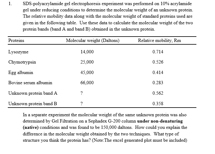 Solved Sds Polyacrylamide Gel Electrophoresis Experiment Was Performed