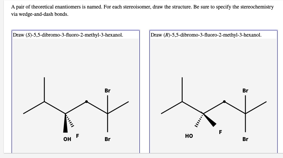 SOLVED A pair of theoretical enantiomers is named. For each