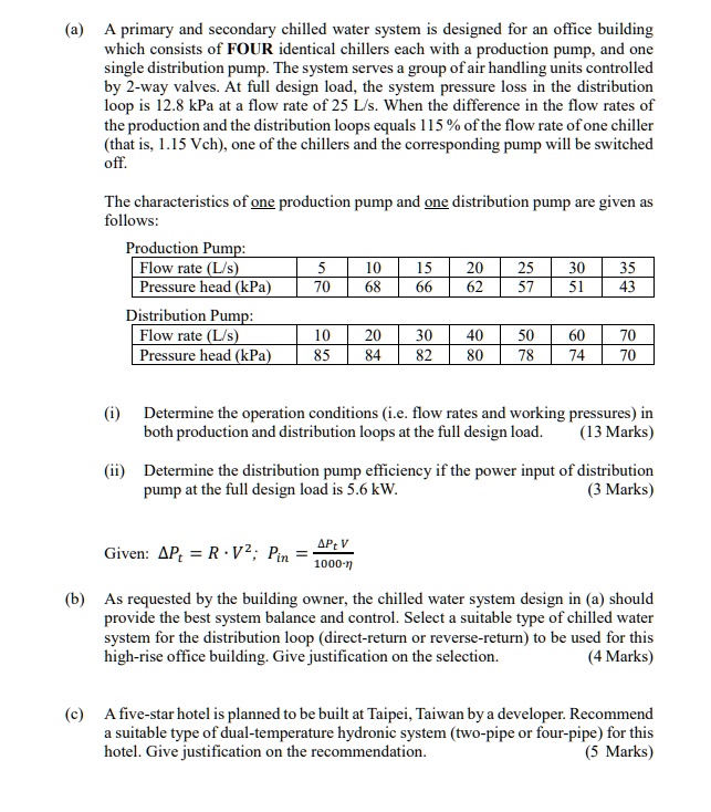 SOLVED: A primary and secondary chilled water system is designed for an ...