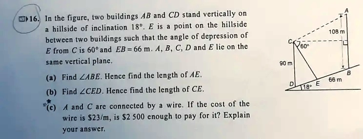 SOLVED: E+16. In the figure, two buildings AB and CD stand vertically ...