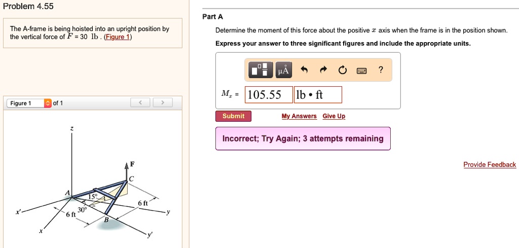 SOLVED: Problem 4.55 Part A The A-frame is being hoisted into an ...