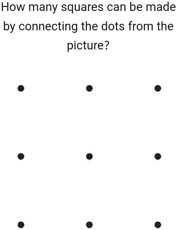 SOLVED: How many squares can be made by connecting the dots from the ...