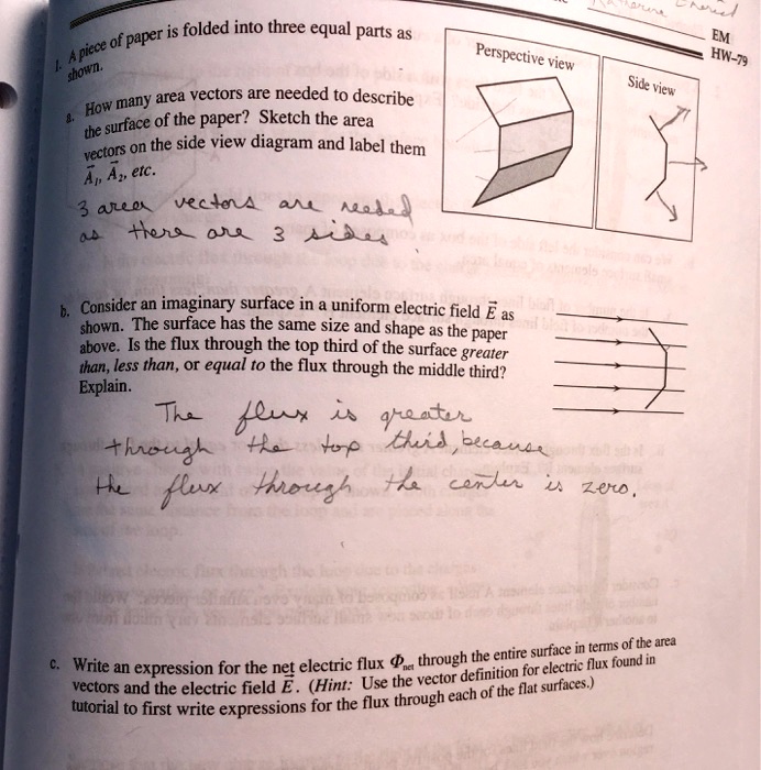 Paper is folded into three equal parts as piece shown many...