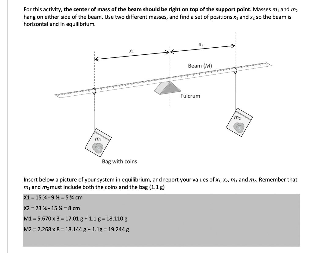 SOLVED: For this activity, the center of mass of the beam should be ...