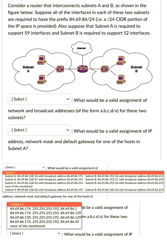 Consider a router that interconnects A and B, as shown in the figure below. Suppose all