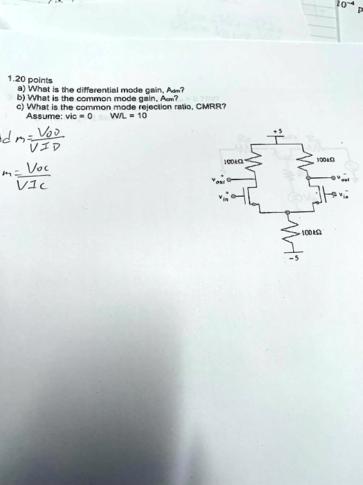 SOLVED 1.20 points a) What is the differential mode gain, Adm? c) What