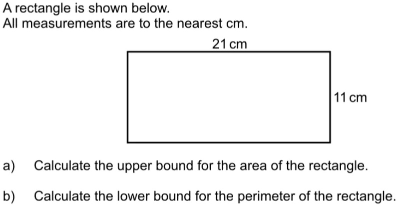 SOLVED: A rectangle is shown below. All measurements are t0 the nearest ...