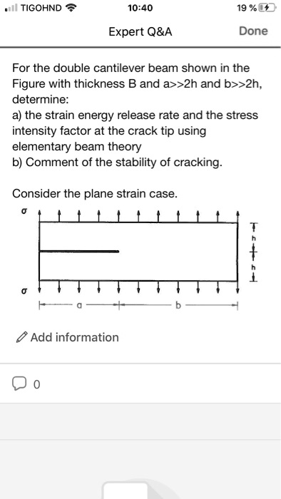 For the double cantilever beam shown in the Figure with thickness B and ...