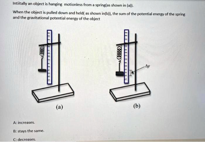 SOLVED: Intiitally an object is hanging motionless from springlas shown ...