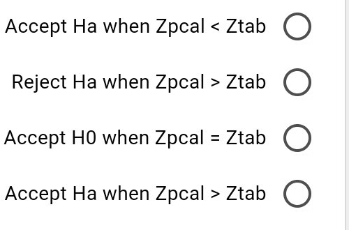 Accept Ha when Zpcal ...