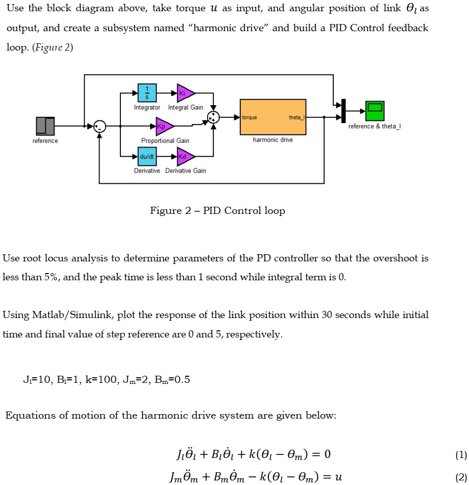 SOLVED: Use the block diagram above, take torque u as input, and ...