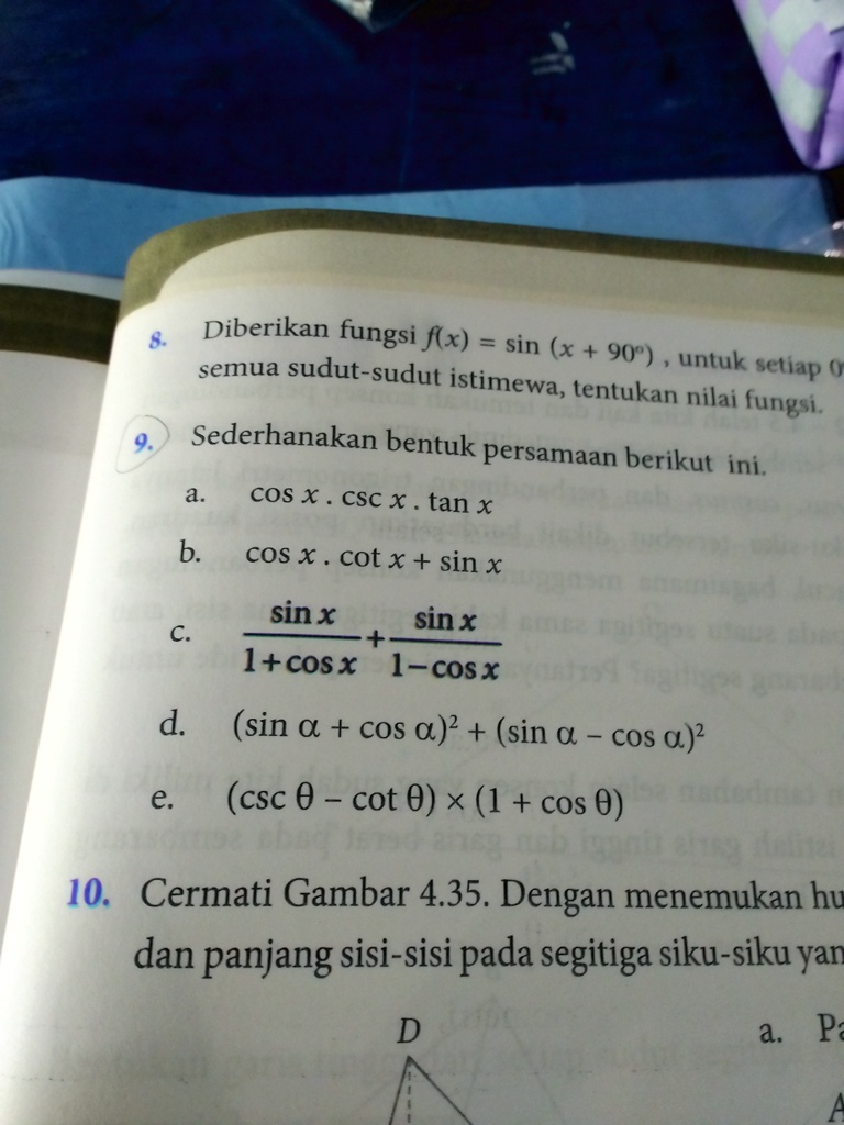 SOLVED trigonometri tolong yang no 9 yang d dan e Diberikan fungsi