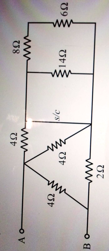 SOLVED: d) Find the equivalent resistance between terminal A and B in ...