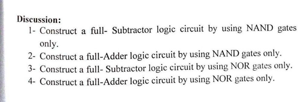 Solved Discussion 1 Construct A Full Subtractor Logic Circuit By Solved Discussion 1 Construct A Full Subtractor Logic Circuit By