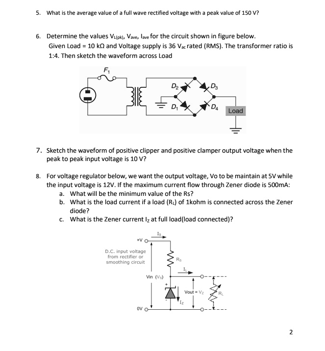 SOLVED 5. What is the average value of a fullwave rectified voltage