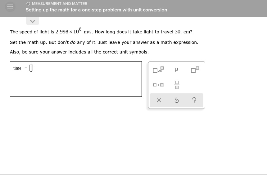 SOLVED MEASUREMENT AND MATTER Setting up the math for a onestep